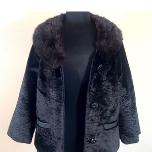 VTG,Styled By Winter Elegant Black Faux Fur Women's Coat Size S Excellent VTG,